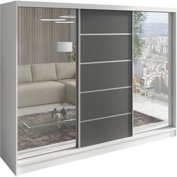 A&J MöbelLand GmbH Schiebetürenschrank TOP Moderner 3-türiger Kleiderschrank mit Spiegel (TOP ANGEBOT! Geräumiger Schrank mit einer Breite von 200 cm ideal zur 