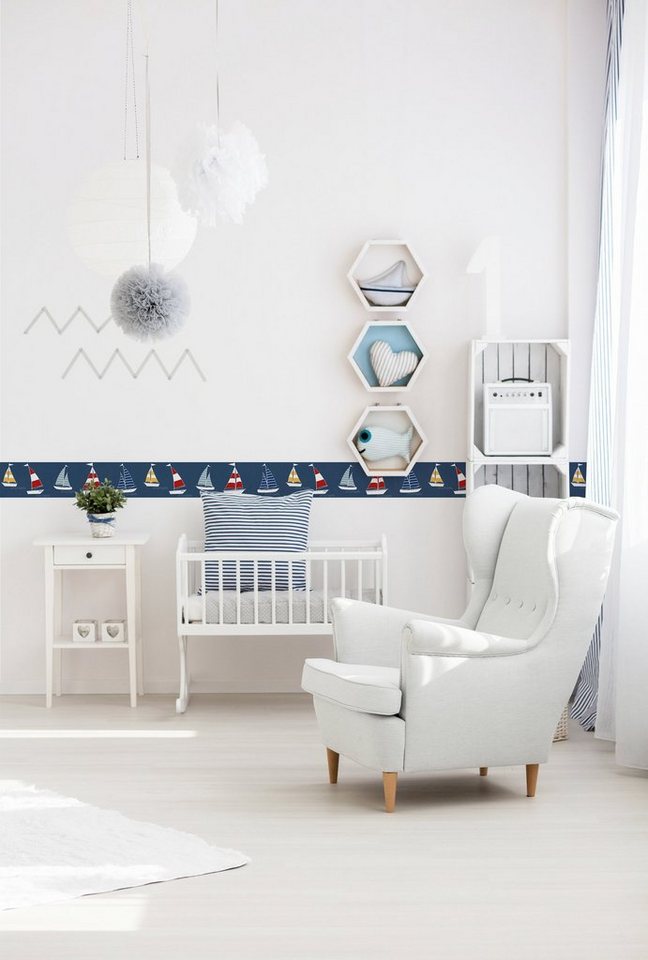 A.S. Création Bordüre Sailor Friends, glatt, abstrakt, naturalistisch, Motiv, Tapete Kinder Bordüre Selbstklebend Borte Wohnzimmer Design Wandtapete – Bild 3 von 5