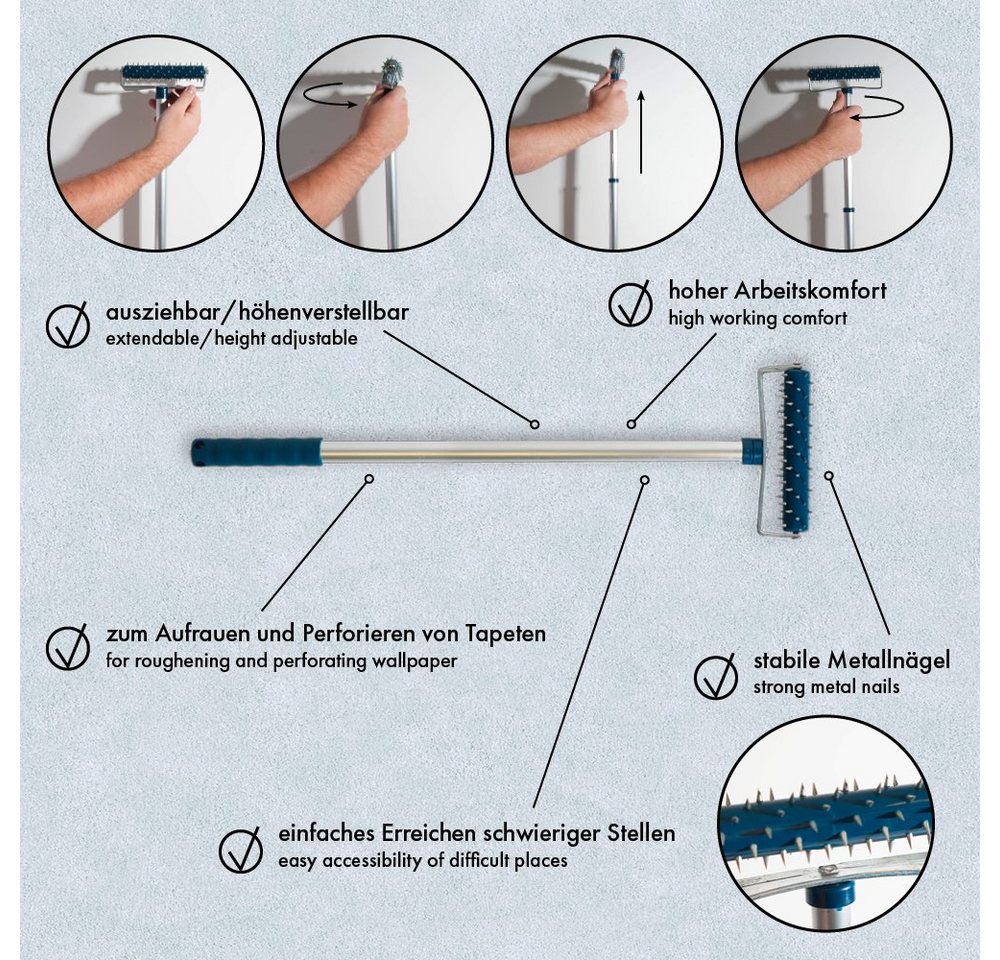 A.S. Création Strukturroller Igelwalze Stachelwalze, ausziehbar, höhenverstellbar – Bild 5 von 5