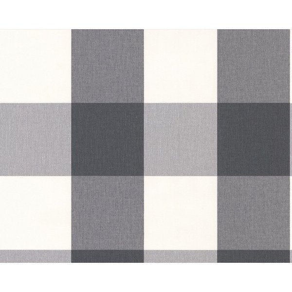 A.S. Création Textiltapete Karierte Tapete im Textil-Look, grau weiß