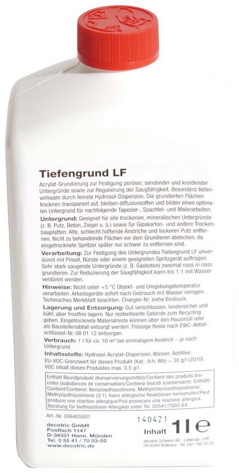A.S. Création Tiefengrund LF, für innen und außen, starke Tiefenwirkung, 1 L – Bild 3 von 5