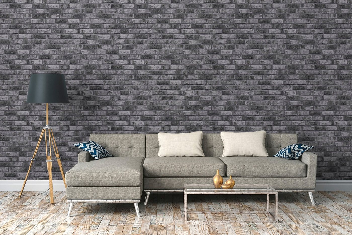 A.S. Création Vliestapete Bricks & Stones Backstein, leicht strukturiert, matt, gemustert, neutral, (1 St), Steintapete Tapeten Wohnzimmer Schlafzimmer Küche mo – Bild 5 von 5