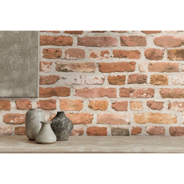 A.S. Création Vliestapete Bricks & Stones Backstein Steinoptik, leicht strukturiert, matt, gemustert, neutral, (1 St), Steintapete Backstein Tapete Tapeten Wohn