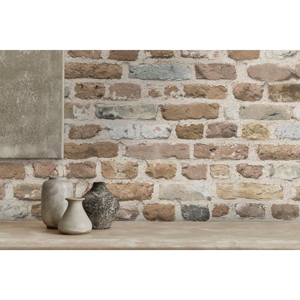 A.S. Création Vliestapete Bricks & Stones Backstein Steinoptik, leicht strukturiert, matt, gemustert, neutral, (1 St), Steintapete Backstein Tapete Tapeten Wohn
