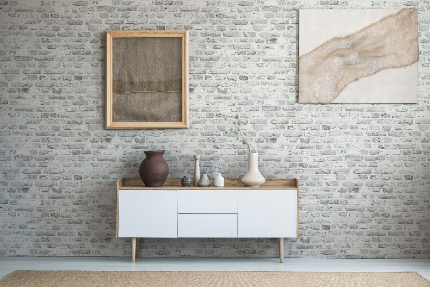 A.S. Création Vliestapete Bricks & Stones Backstein Steinoptik, leicht strukturiert, matt, gemustert, neutral, (1 St), Steintapete Backstein Tapete Tapeten Wohn – Bild 5 von 5