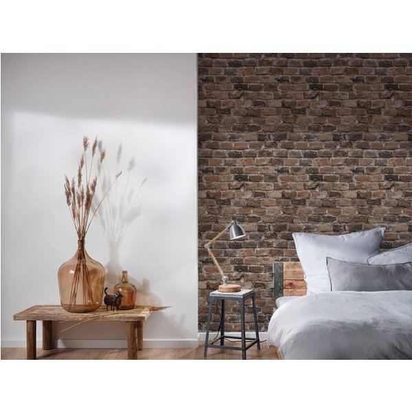A.S. Création Vliestapete Bricks & Stones Steinoptik, leicht strukturiert, matt, gemustert, neutral, (1 St), Tapete Stein Tapeten Wohnzimmer Schlafzimmer Küche 