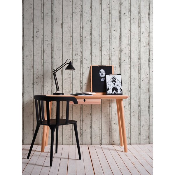 A.S. Création Vliestapete Elements Vliestapete Holz-Optik Mustertapete Weiß Grau Vintage, strukturiert, Strukturmuster, (1 St), moderne Tapete mit Holzlatten St