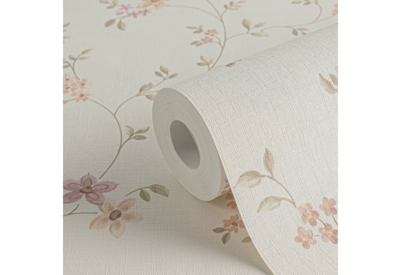 A.S. Création Vliestapete Maison Charme Vliestapete Blümchen-Muster florale Tapete Creme, strukturiert, Strukturmuster, (1 St), Mustertapete floral in Blumen-Op – Bild 3 von 5