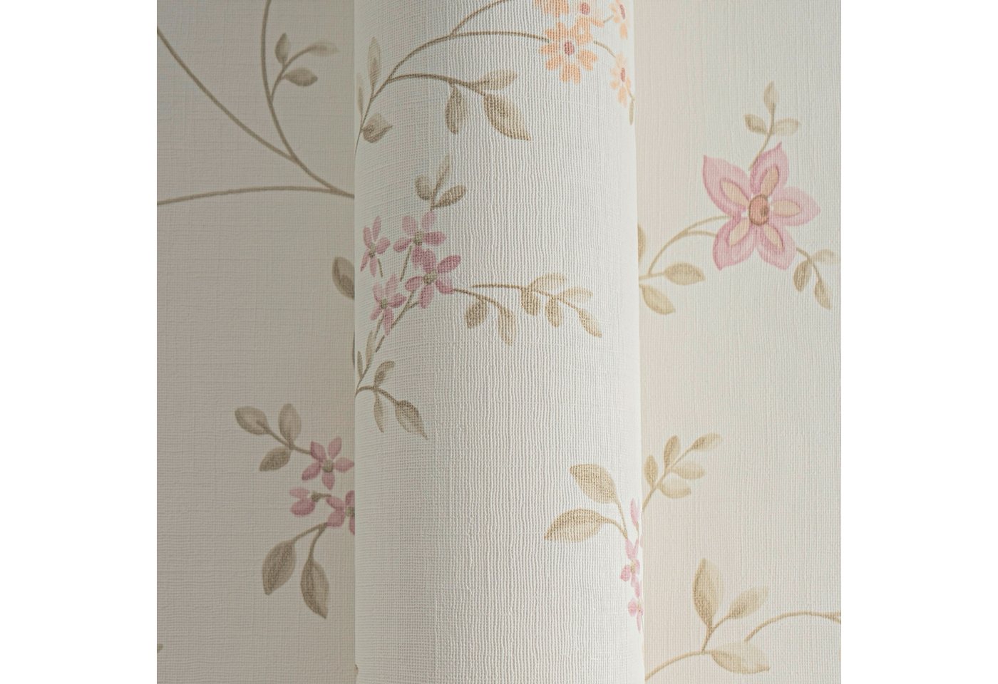 A.S. Création Vliestapete Maison Charme Vliestapete Blümchen-Muster florale Tapete Creme, strukturiert, Strukturmuster, (1 St), Mustertapete floral in Blumen-Op – Bild 4 von 5
