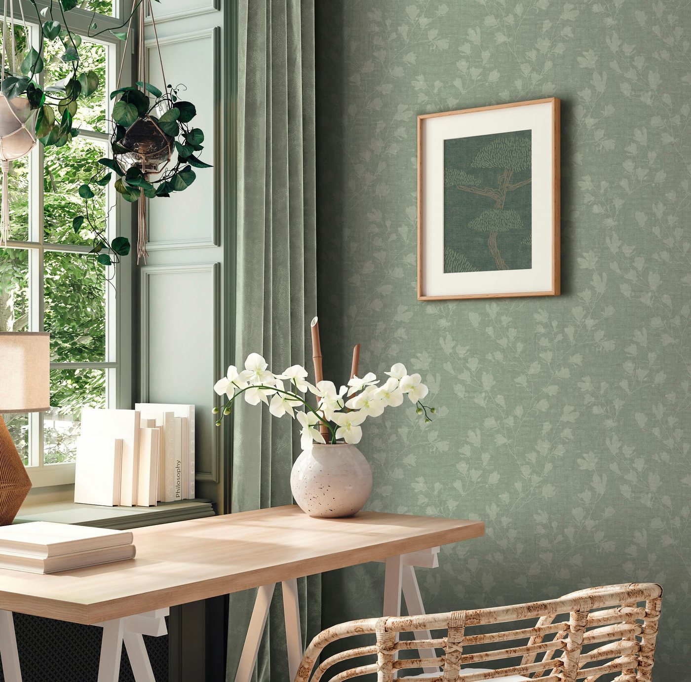 A.S. Création Vliestapete Nara Blätterranke, leicht strukturiert, matt, gemustert, neutral, (1 St), Tapete Natur Tapeten Wohnzimmer Schlafzimmer Küche modern De – Bild 5 von 5