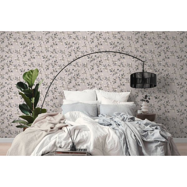 A.S. Création Vliestapete Pure Elegance Blumen-Tapete Mustertapete Blümchen Blattmuster, glatt, leicht glänzend, (1 St), Vliestapete floral für Schlafzimmer Küc