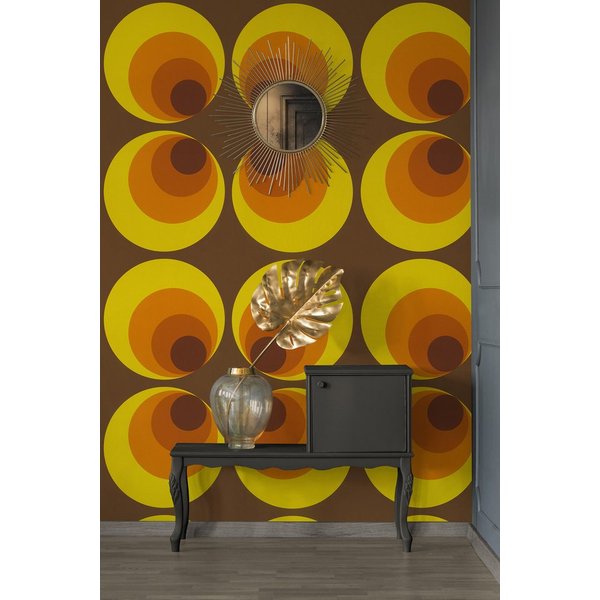 A.S. Création Vliestapete Retro Chic Vliestapete Retro-Tapete mit Vintage Muster Braun Orange, strukturiert, Strukturmuster, (1 St), Mustertapete mit Kreisen un