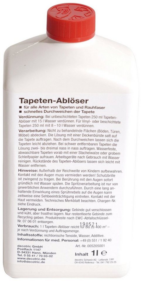 A.S. Création Wasserfarbe Tapetenablöser, starke Lösekraft, geruchsneutral, 1 L – Bild 2 von 5