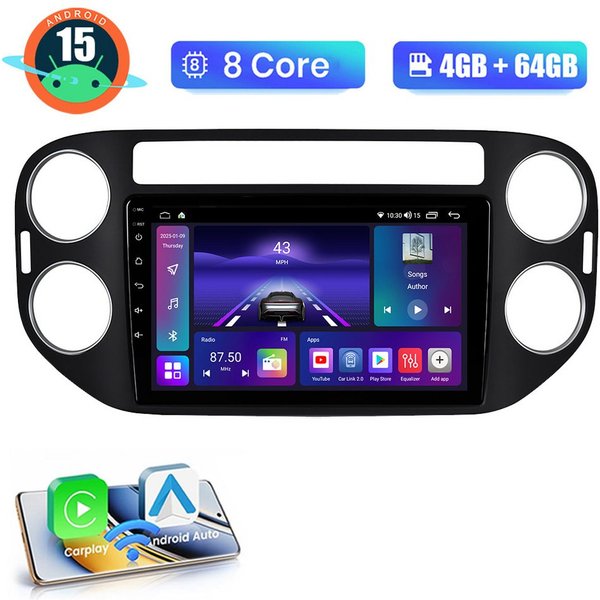 A-Sure 8-Core Android 15 Navi Für VW Golf Plus 2004-2013 Tiguan 5N 2007-2013 Autoradio (Digitalradio (DAB), FM, AM, RDS, 1280*800 IPS Screen/8-Core CPU)
