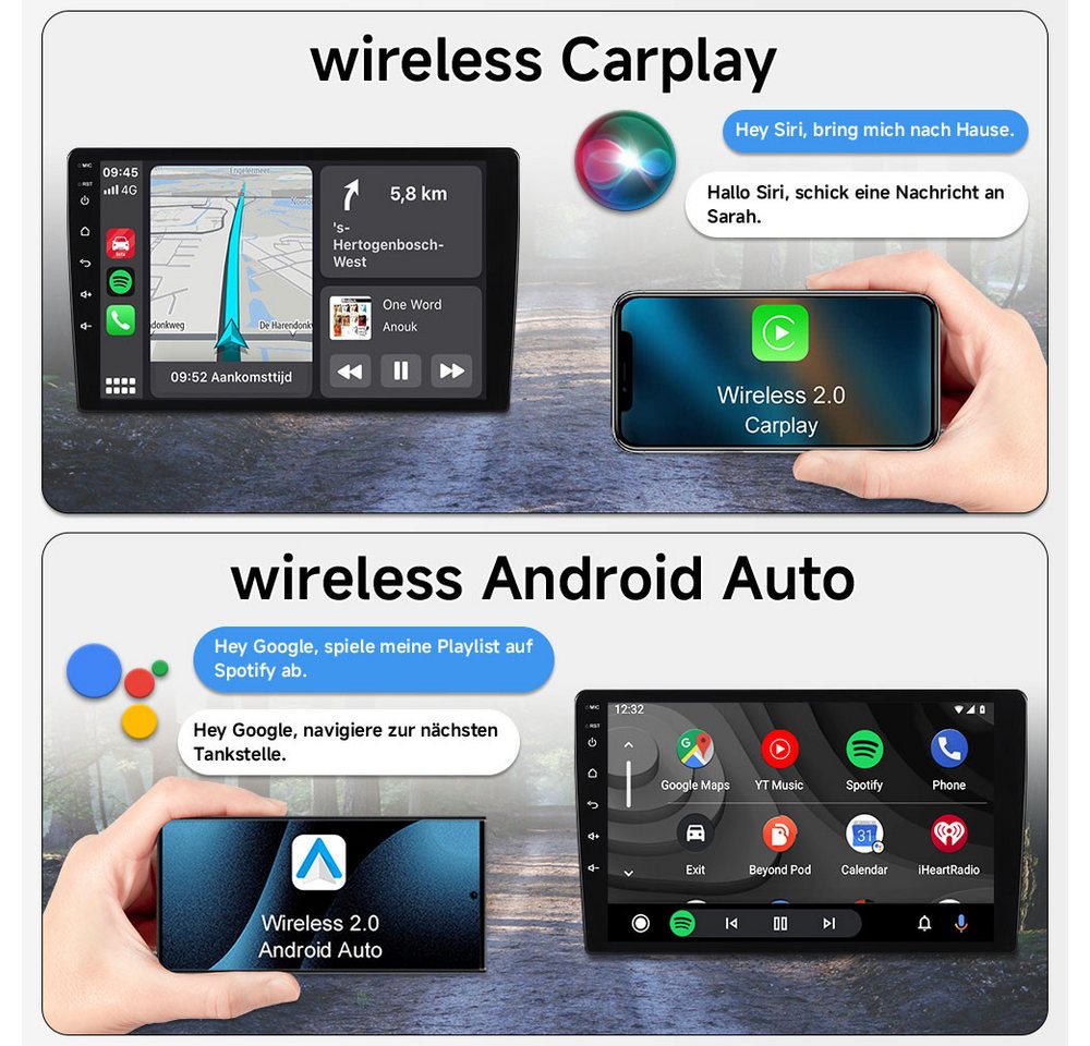 A-Sure 9" CarPlay Android 15 Ford Kuga C-Max MK2 2012-2018 GPS Autoradio (RDS, Android Auto, Bluetooth, Digitalradio (DAB), FM RADIO, WIFI, CARPLAY, SWC) – Bild 4 von 5