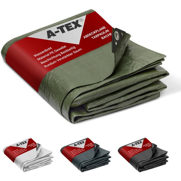 A-TEX® Schutzplane Abdeckplane Gewebeplane Plane mit Ösen 90 g/m² grün 2 x 3 m
