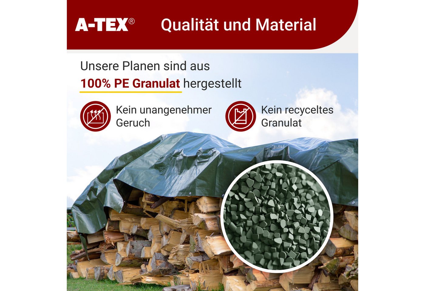 A-TEX® Schutzplane Abdeckplane Gewebeplane Plane mit Ösen 90 g/m² schwarz 2 x 3 m – Bild 3 von 5