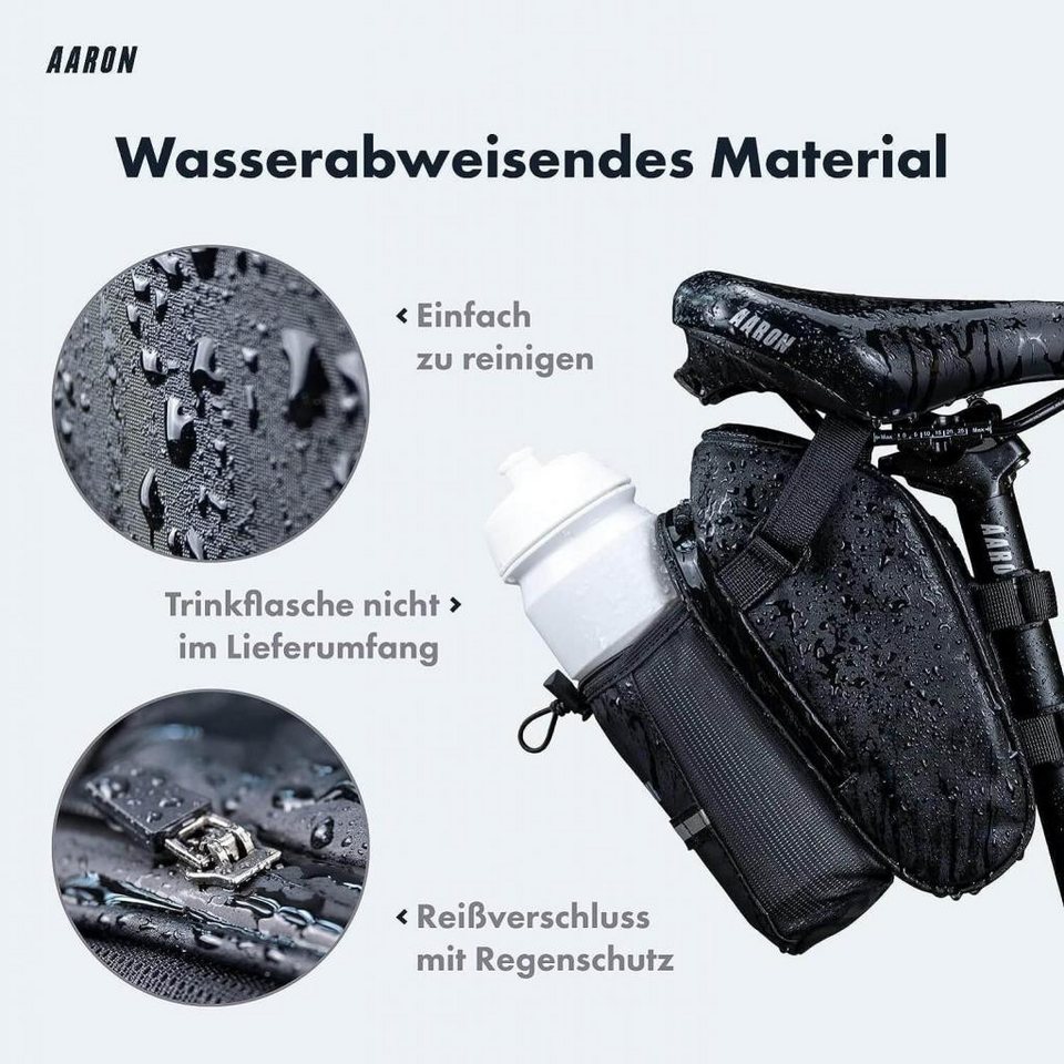 AARON Satteltasche mit Flaschenhalter & Reflektor – wasserabweisende Fahrradtasche – Bild 3 von 5