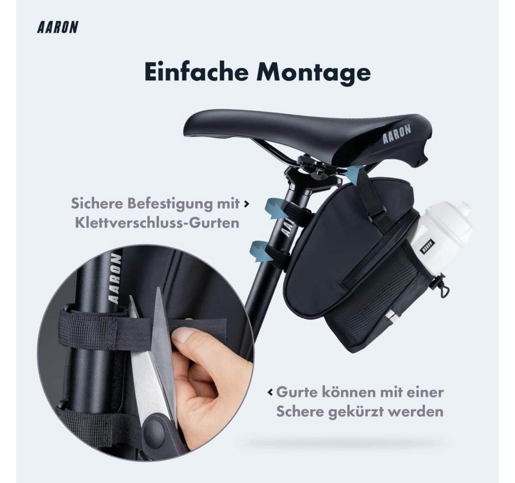 AARON Satteltasche mit Flaschenhalter & Reflektor – wasserabweisende Fahrradtasche – Bild 4 von 5
