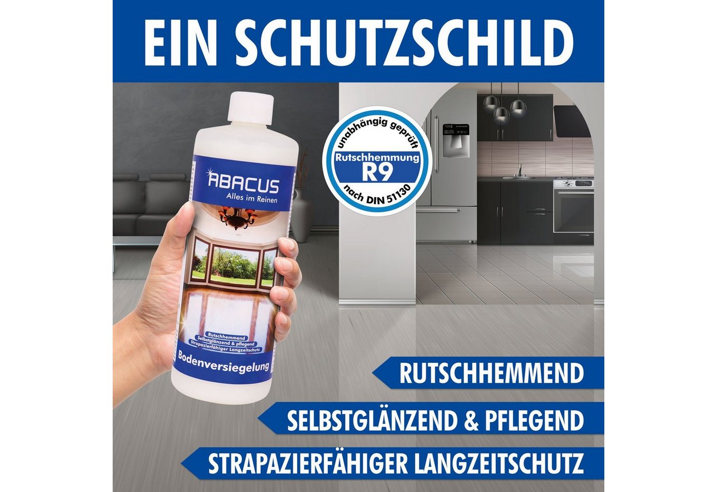 ABACUS Bodenversiegelung Holzbodenversiegelung, Parkettversiegelung, Laminatversiegelung, Rutschhemmend mit Seidenmattem Glanz – Bild 2 von 5