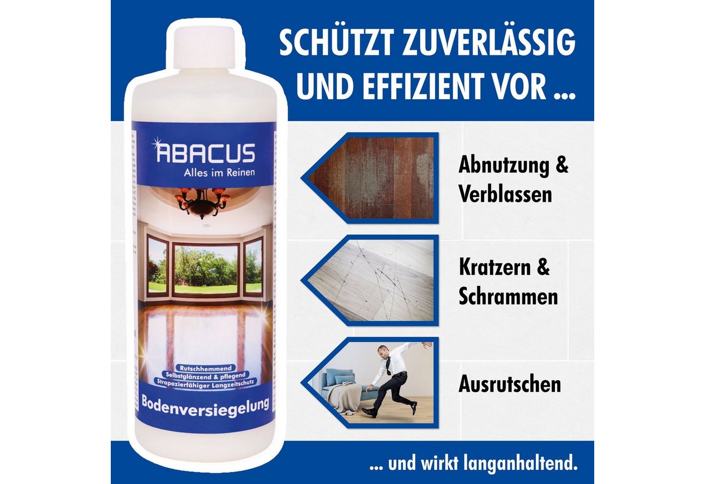 ABACUS Bodenversiegelung Holzbodenversiegelung, Parkettversiegelung, Laminatversiegelung, Rutschhemmend mit Seidenmattem Glanz – Bild 4 von 5