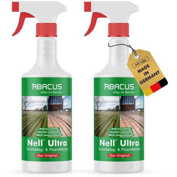 ABACUS Nell Ultra Algenentferner, Grünbelagentferner, Flechtenentferner Grünbelagentferner (Bekannt aus QVC, [- Ergiebiges Konzentrat Selbsttätig mit Langzeitsc