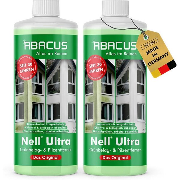 ABACUS Nell Ultra Algenentferner, Grünbelagentferner, Flechtenentferner Grünbelagentferner (Bekannt aus QVC, [- Ergiebiges Konzentrat Selbsttätig mit Langzeitsc
