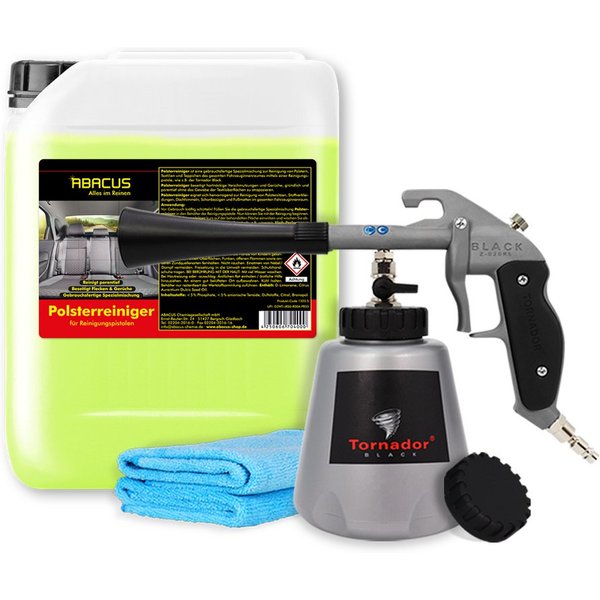 ABACUS Tornador Set, Tornador Black Z-020RS Reinigungspistole Sprühreiniger (Gebrauchsfertige Spezialmischung, [4-St. Beseitigt Flecken Hochwirksam und Material