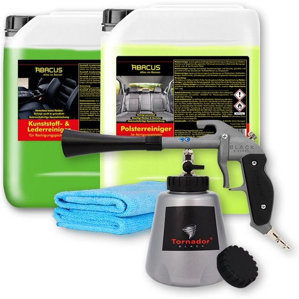 ABACUS Tornador Set, Tornador Black Z-020RS Reinigungspistole Sprühreiniger (Gebrauchsfertige Spezialmischung, [5-St. Beseitigt Flecken Hochwirksam und Material