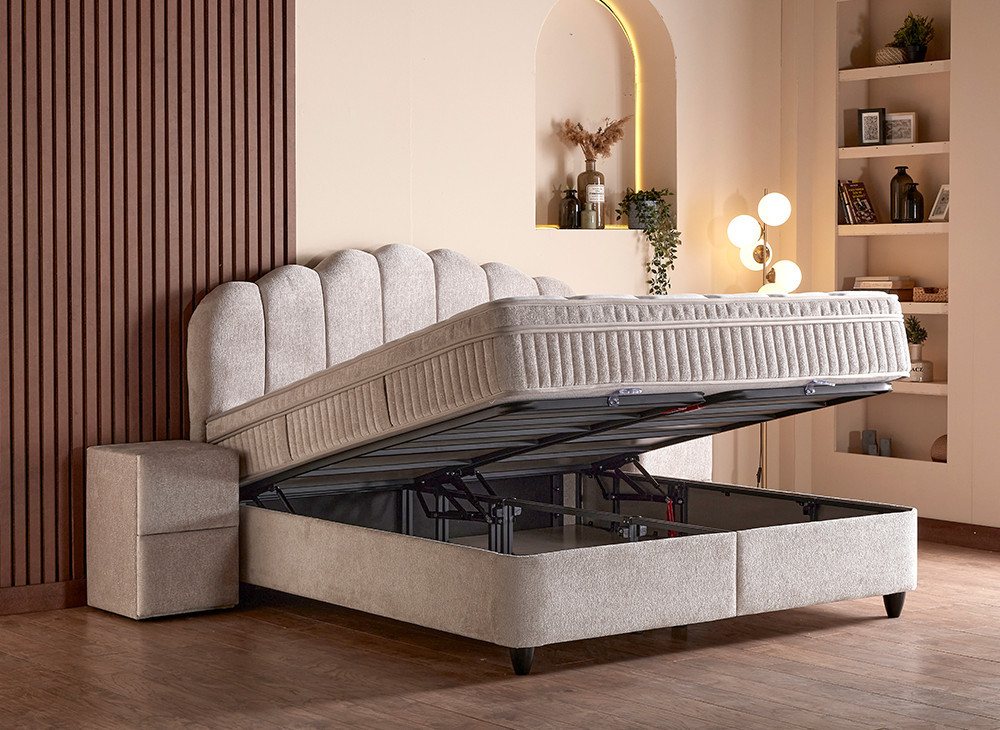 abc bedding Boxspringbett CALI - Luxus Stauraumbett, Boxbett mit Bettkasten - Doppelbett, Funktionsbett mit Bettkasten – Bild 4 von 5