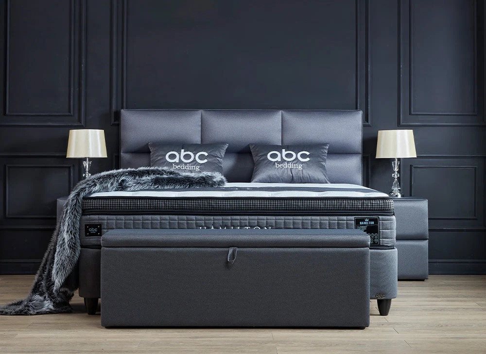 abc bedding Boxspringbett HAMILTON Voll-orthopädisches Komfortbett in Anthrazit, Funktionsbett mit Bettkasten – Bild 2 von 5