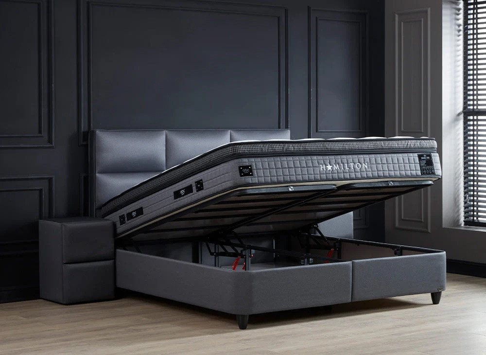 abc bedding Boxspringbett HAMILTON Voll-orthopädisches Komfortbett in Anthrazit, Funktionsbett mit Bettkasten – Bild 3 von 5