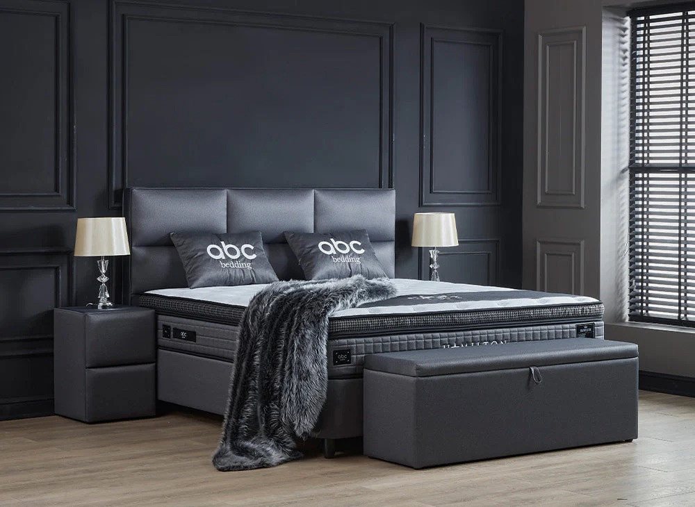abc bedding Boxspringbett HAMILTON Voll-orthopädisches Komfortbett in Anthrazit, Funktionsbett mit Bettkasten – Bild 4 von 5