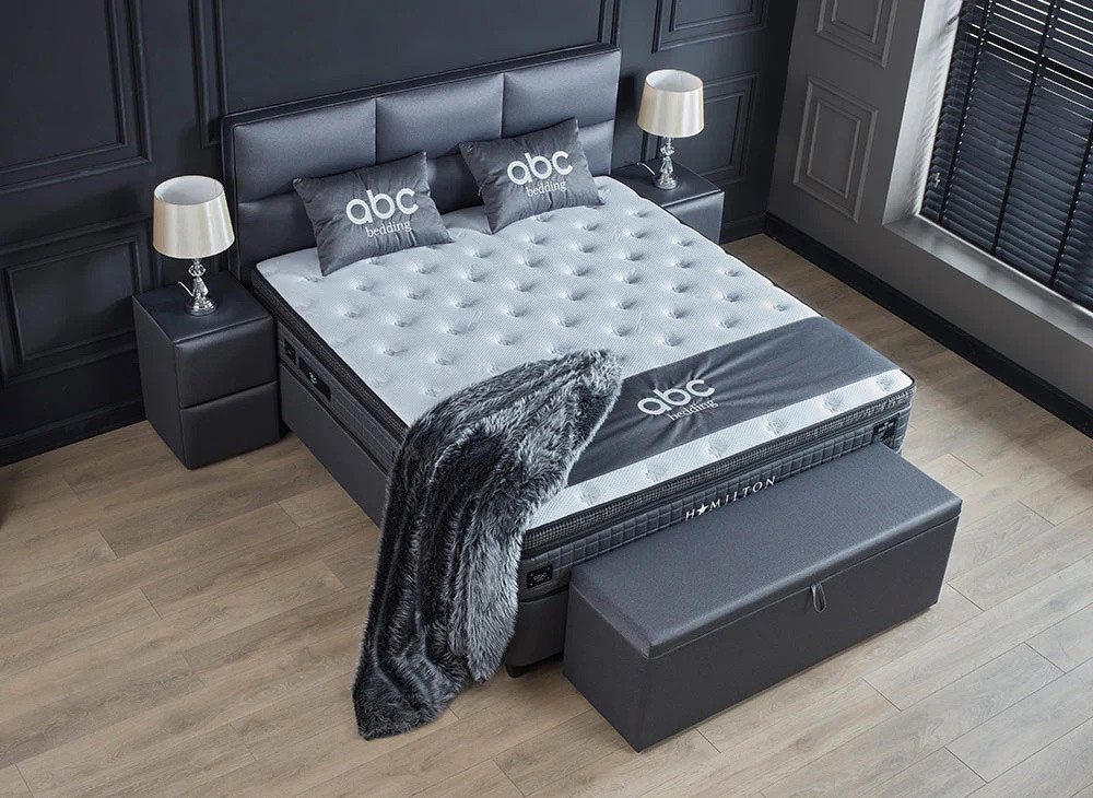 abc bedding Boxspringbett HAMILTON Voll-orthopädisches Komfortbett in Anthrazit, Funktionsbett mit Bettkasten – Bild 5 von 5