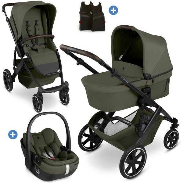 ABC Design Kombi-Kinderwagen Salsa Core - Olive, 3in1 Kinderwagen Buggy Set mit Babywanne, Babyschale Calla & Sportsitz