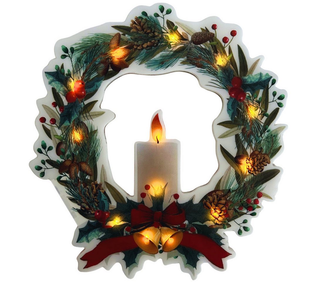 abc HOME Fensterdekoration Weihnachtskranz, LEDs, Timer-Funktion, Selbsthaftend – Bild 3 von 3