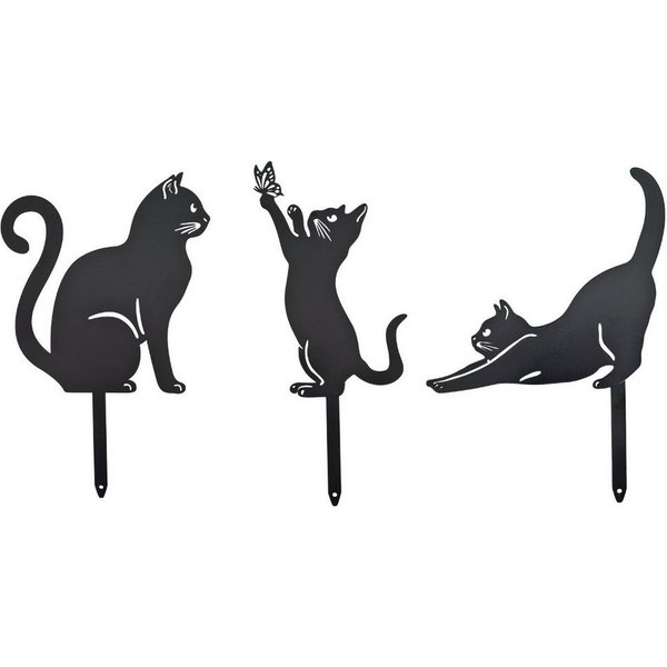abc HOME Gartenstecker Katzen, Silhouette, 3er Set 3er Set
