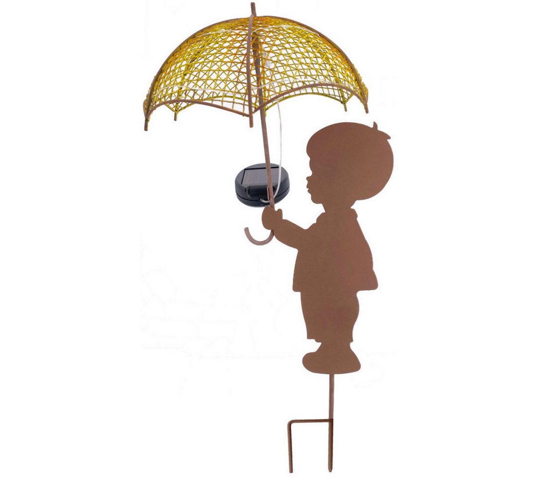 abc HOME LED Gartenleuchte Mädchen, Junge mit Regenschirm, LEDs, Solarpanel, Lichtsensor, Zwei Varianten: Junge und Mädchen – Bild 2 von 2