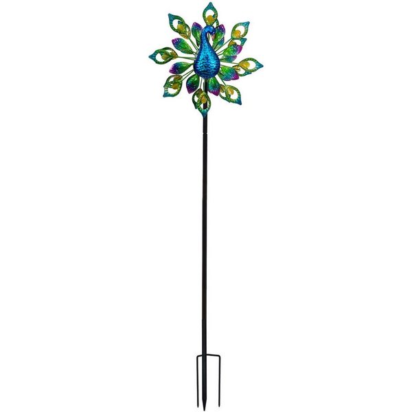 abc HOME LED Gartenleuchte Pfau, Windrad, LED, Solarpanel, Lichtsensor, Farbwechsel