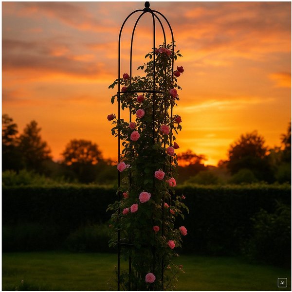 abc HOME Rankhilfe Obelisk, Metall, Schwarz, 240 cm H