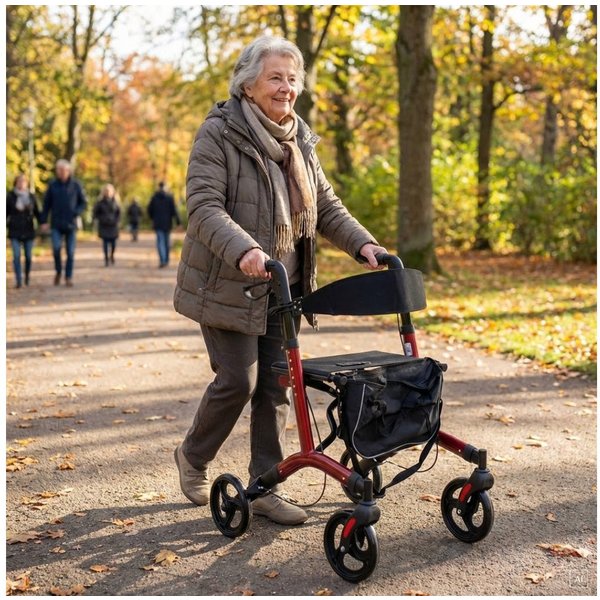abc HOME Rollator Leichtgewicht 7,3kg Alu, Ankipphilfe, klappbar, bis 130 kg