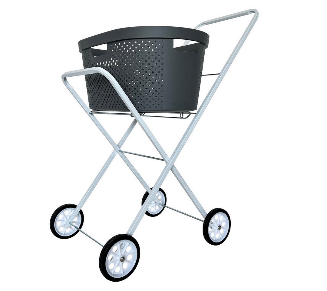 abc HOME Wäschekorb Wäschekorbwagen, Ablagefläche, Klappbar, Weiß, Metall, 92 cm H – Bild 3 von 5