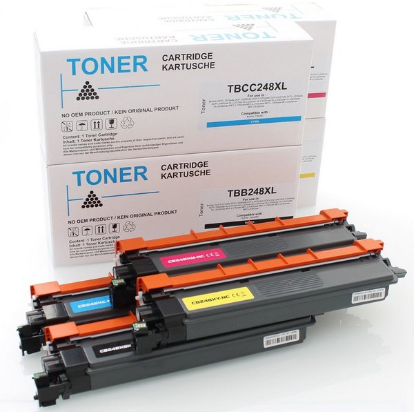 ABC Tonerkartusche, (Set 4x Toner für Brother TN248XL HL-L3220cw HL-L3220cwe HL-L3240c, Brother DCP-L3515cdw DCP-L3520cdw DCP-L3520cdwe DCP-L3527cdw DCP-L3555),