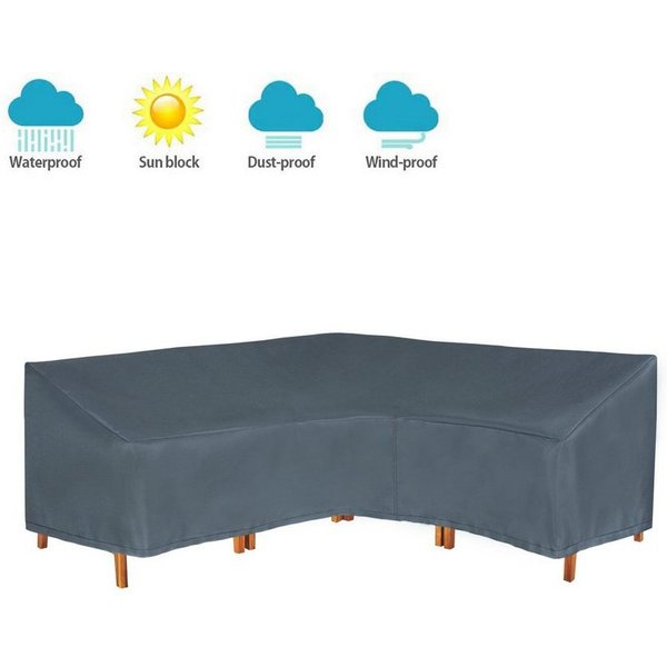 Hentex Abdeckhaube HENTEX Gartenmöbel Abdeckung für L-Form Sofas, Grau
