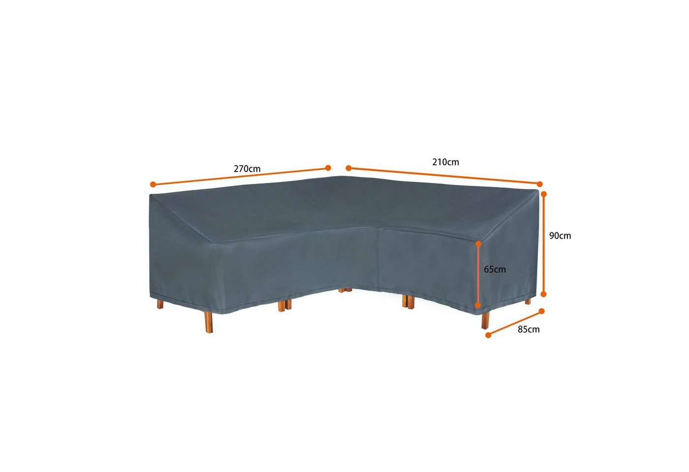 Hentex Abdeckhaube HENTEX Gartenmöbel Abdeckung für L-Form Sofas, Grau – Bild 2 von 5