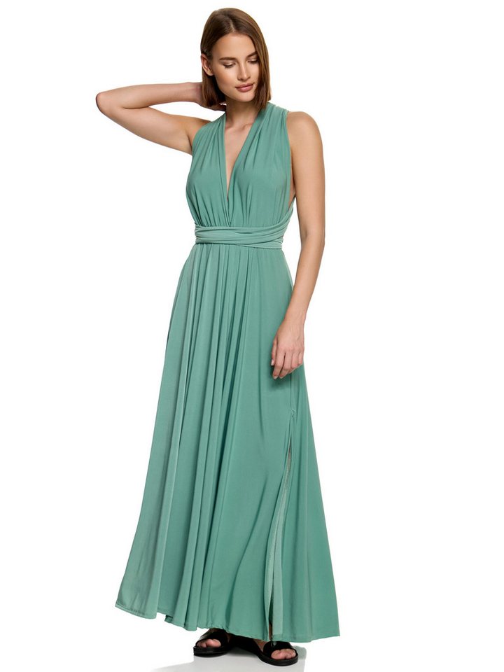 Worldclassca Abendkleid Worldclassca Abendkleid Partykleid Lang mit Schlitz Sommerkleid Maxikleid Cocktailkleid Wickelkleid Elegant Schulterfrei Ärmellos – Bild 3 von 4