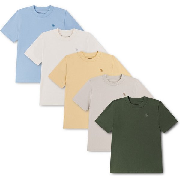 Abercrombie Kids T-Shirt (Packung, 5-tlg) Vorne mit kleiner Elch-Stickerei