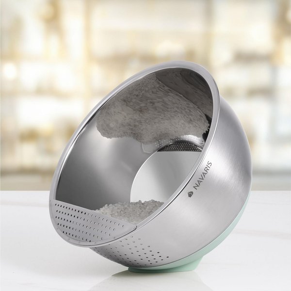 Navaris Abfluss-Siebkörbchen Navaris Reis Waschschüssel Sieb Edelstahl 22 cm Mintgrün Küche, Edelstahl