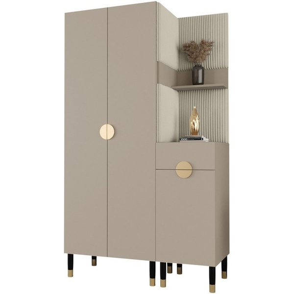 ABIKS MÖBEL Kompaktgarderobe PALERMO Set 6 Garderobe mit gepolsterten Paneelen, Industriell Design