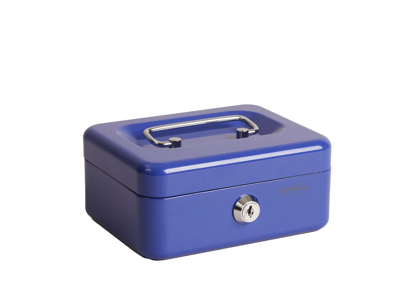 Herlitz Ablageelement Herlitz Geldkassette Mittel abschließbar Blau, 2x Schlüssel Hartgeldeinsatz Geldkasse Geldbox Kasse – Bild 3 von 5